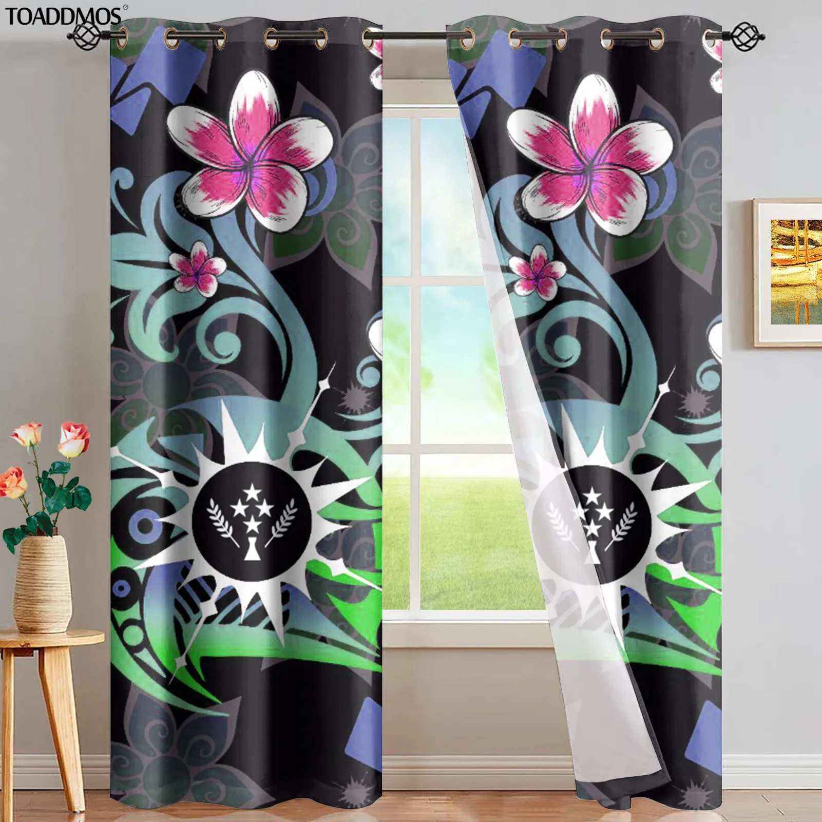 

Светонепроницаемые шторы TOADDMOS Kosrae Plumeria с Полинезийским узором, в гостиную, светонепроницаемые жалюзи для окна, спальни, Декор