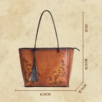 large capacity embossed casual tote bags for women genuine leather handbag cowhide female handbags vintage designer bag