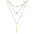 Женский треугольный кулон из нержавеющей стали, многослойное тонкое ожерелье-чокер, ювелирные изделия