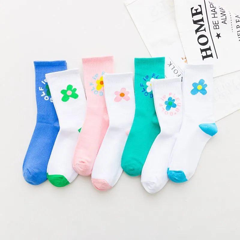 

Classic Flower Simple Trend Pure Cotton Hyuna Fashion Socks Stockings Women's Socks Cotton Tube Socks Woman Colorful Sox