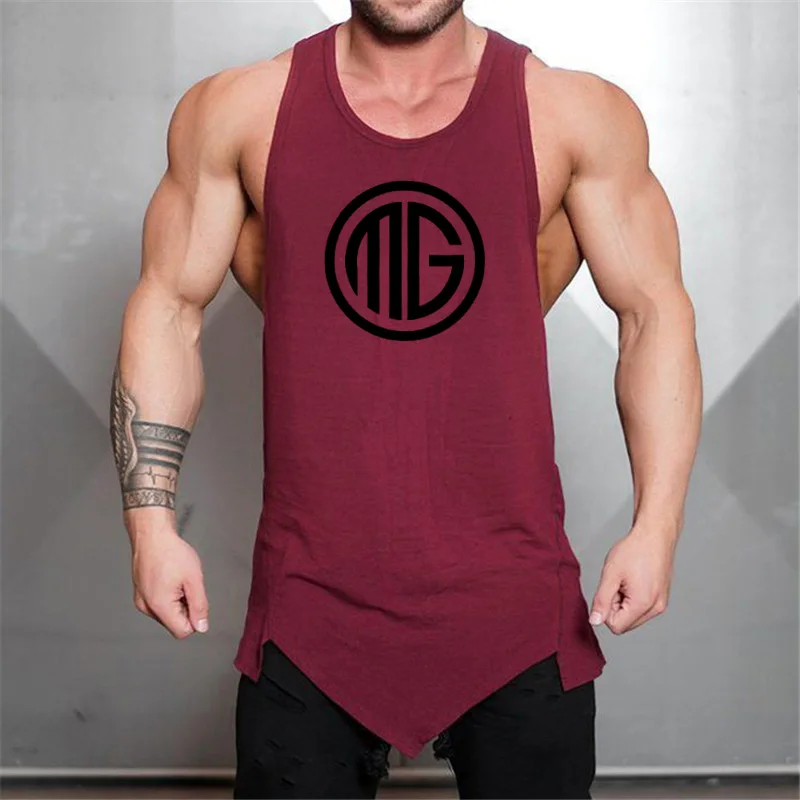 Майка мужская хлопковая дышащая брендовая безрукавка для мышц майка фитнеса