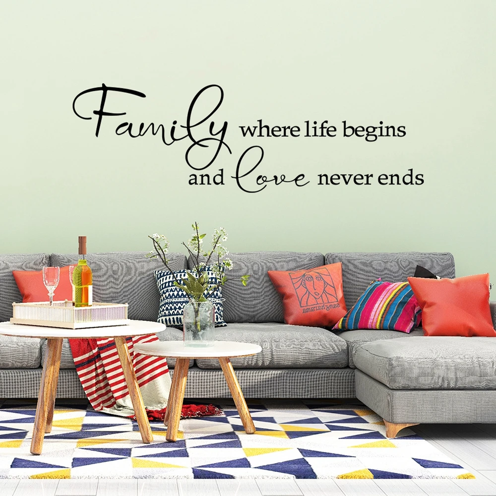 Дизайны семьи где начинается жизнь и любовь никогда не заканчивается настенные