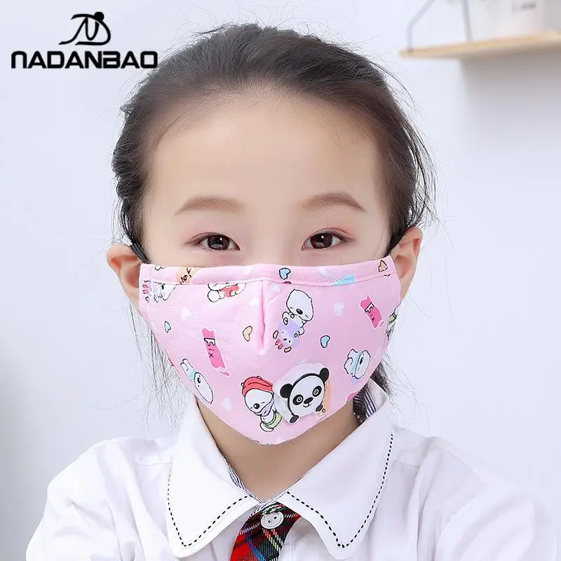 

NADANBAO Fashion Cartoon Print Kid's Cotton Masks Face-Masks Girls -Proof Breathable Mask For Children