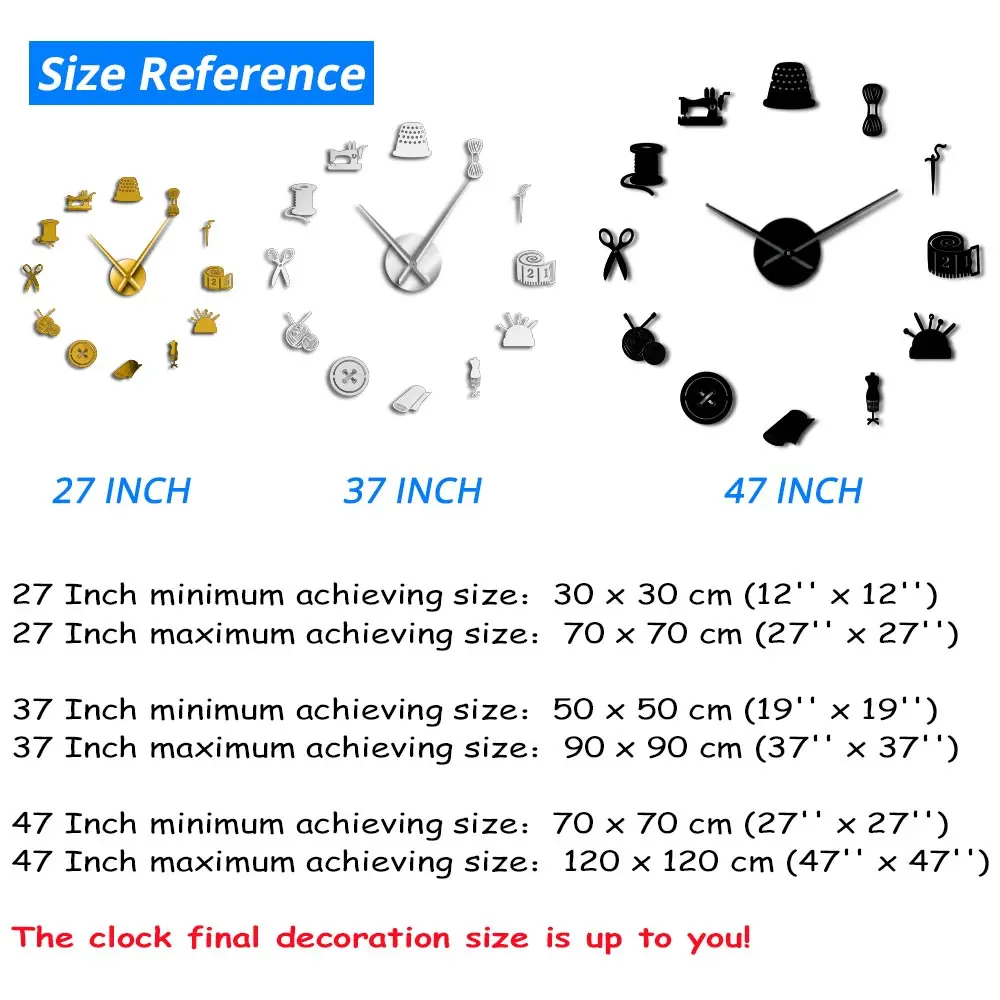 Портной магазин DIY гигантские настенные часы Dressmaker Needlecraft швея манекен швейная машина игла бар большие часы настенные часы