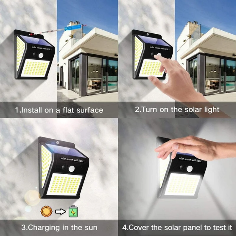 

144 LED Solar Light Outdoor 4 Modes Motion Sensor PIR Wall Lamp IP65 Waterproof Solar Lamp Powered Sunlight Garden Decoration