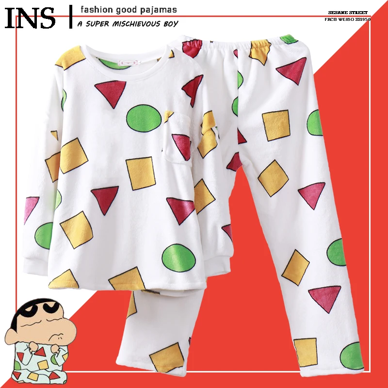 Пижама Crayon Shin Chan из кораллового флиса с героями мультфильмов милые пижамные