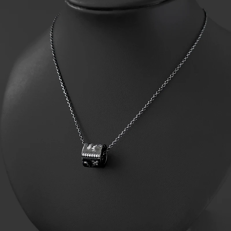 

Monaco jewelry black necklaces rock personality adjustable necklace 925 sterling silver fashion classic gift