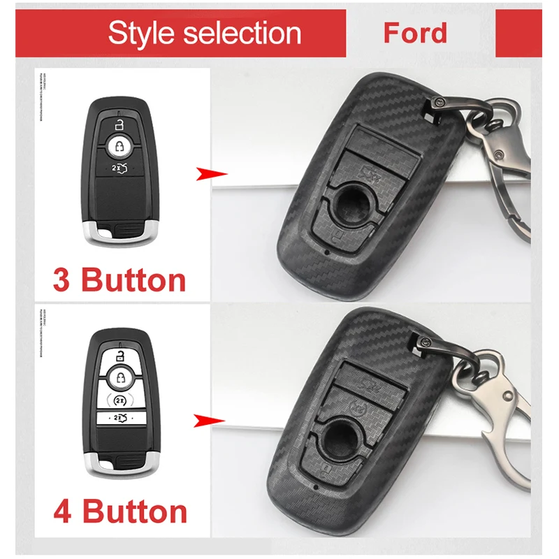 ABS чехол для ключа автомобиля из углеродного волокна Ford Mondeo Mustang EXplorer Fusion Edge Expedition