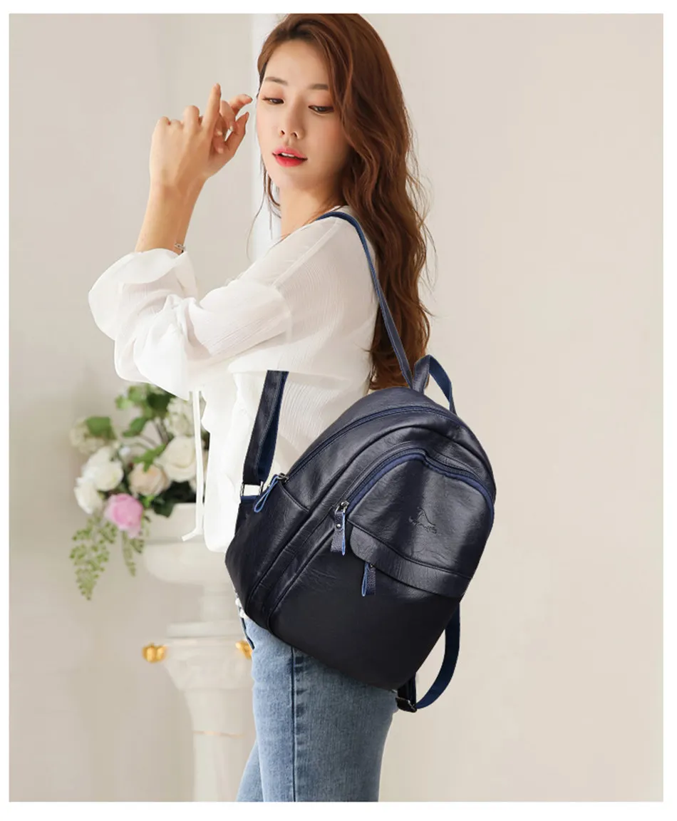 Женский кожаный рюкзак женский рюкзак для путешествий mochila feminina sac a dos femme школьные рюкзаки для подростков девочек опрятная сумка на плечо