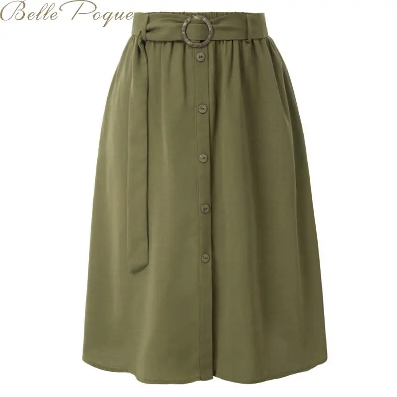 Belle poque, однотонные, с карманами, трапециевидные, повседневные, женские, с поясом, трендовые, женские юбки с поясом,, высокая талия, миди юбки для женщин