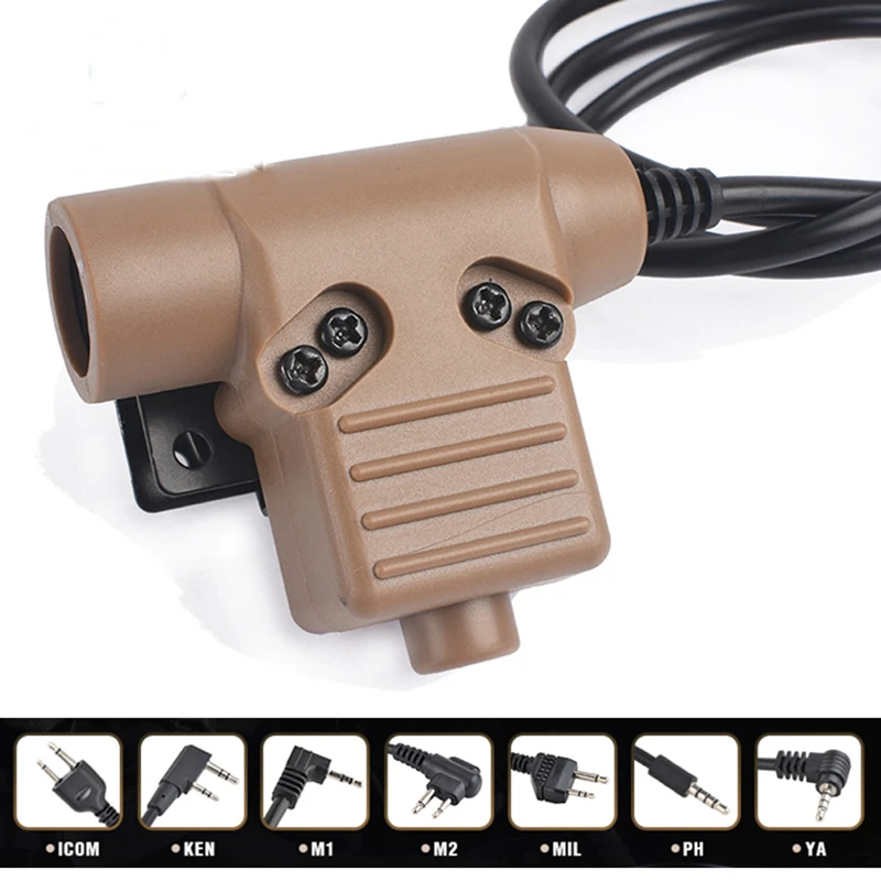 Airsoft Headphone U94 PTT for KENWOOD/Midland Walkie Talkie BaoFeng UV-82 Radio Adapter Push to Talk Softair Headset DE WZ113 |