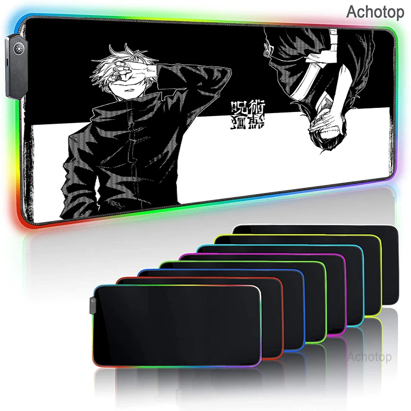 

Jujutsu Kaisen Mouse Pad PC RGB Anime Rug Setup Gamer Accessories Gaming Mats with Backlight Mat Mousepad Speed Led Keyboard Mat