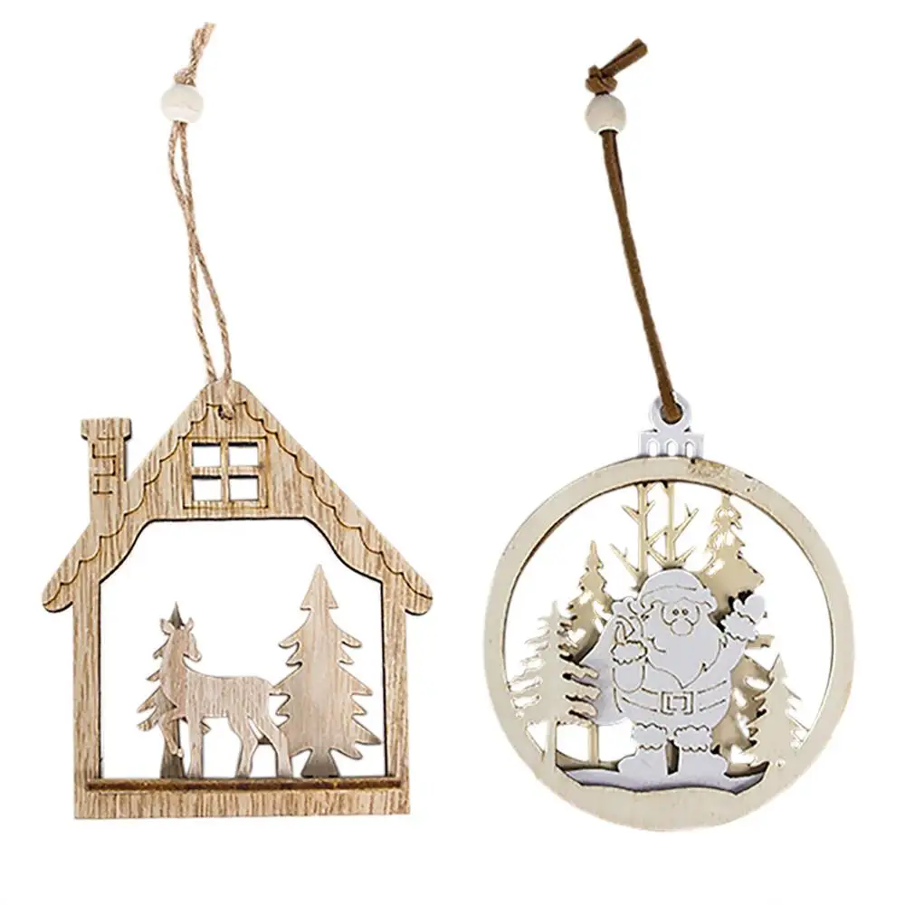 Рождественская деревянная елка Подвески ручная работа украшения для