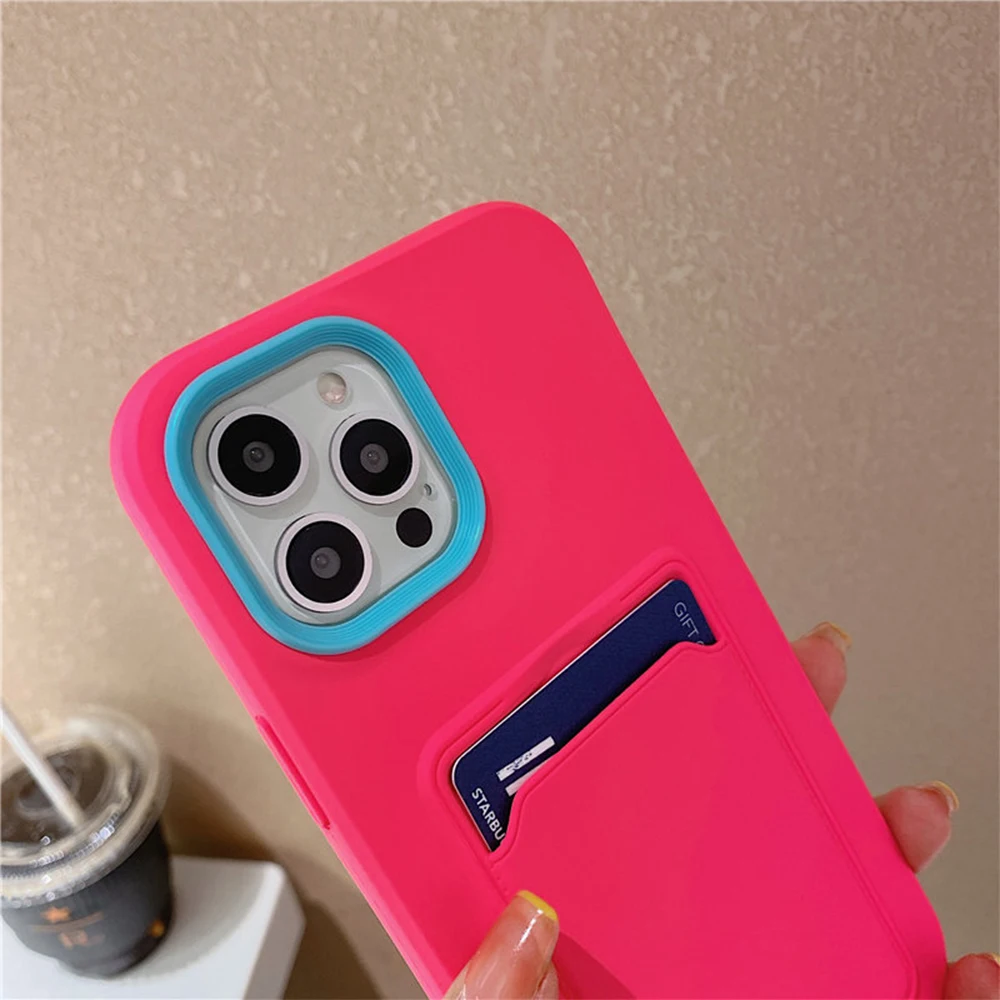 Мягкий силиконовый чехол для iPhone 11 12 13 Pro Max XS X XR 7 8 Plus 2 в 1 с держателем карт |