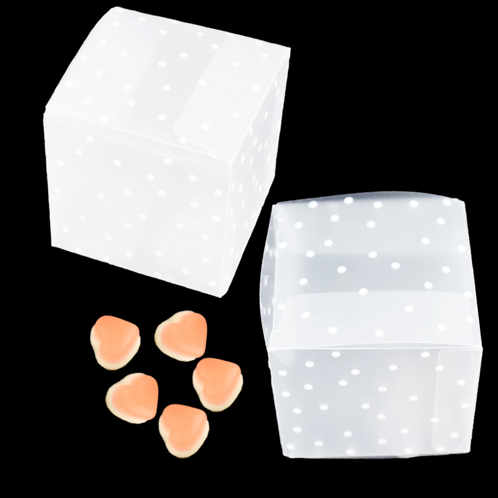 50 шт. пластиковая квадратная коробка для конфет в горошек шоколадная Подарочная