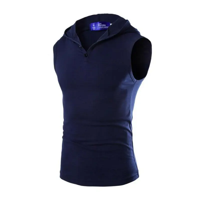 

Men Sleeveless Solid Casual T-Shirt Vest Summer Hoodies Sports Fitness Basic Top
