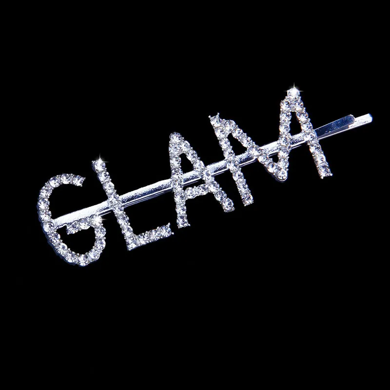 GLAM Stonefans модные буквенные заколки со стразами для женщин, заколки для волос, заколки для волос, вечерние аксессуары - Окраска металла: GLAM