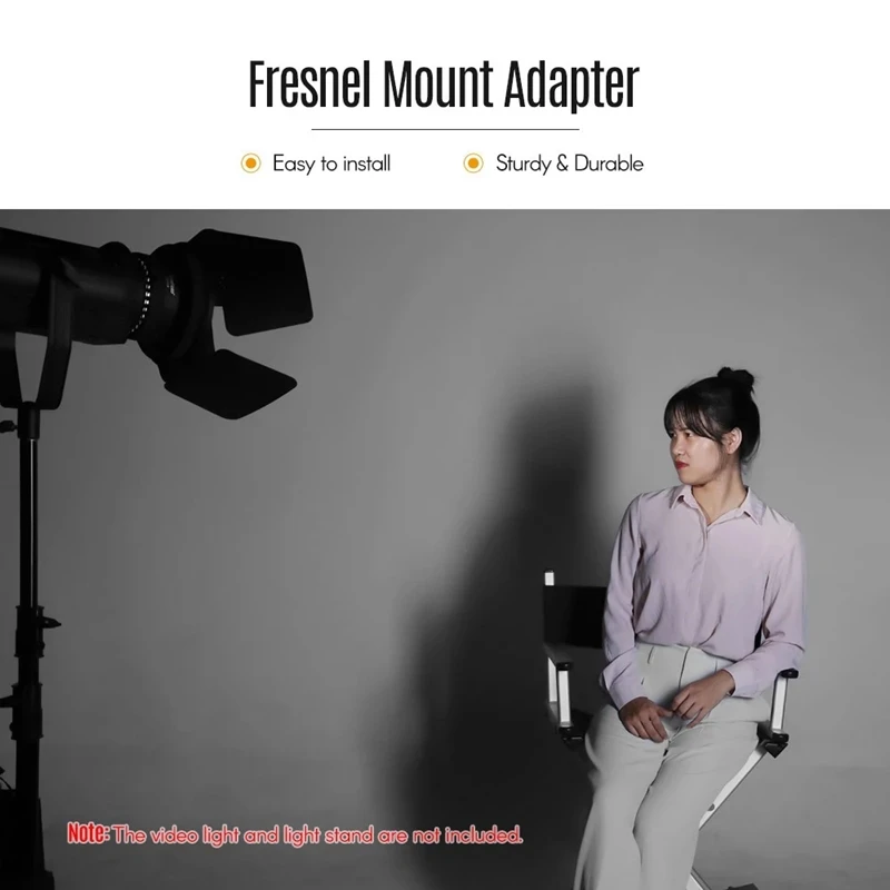 

NiceFoto FD-110 Fresnel Mount Light Focusing Adapter with Lights Honeycomb Grids Barn Doors for Bowens Mount LED Video Light