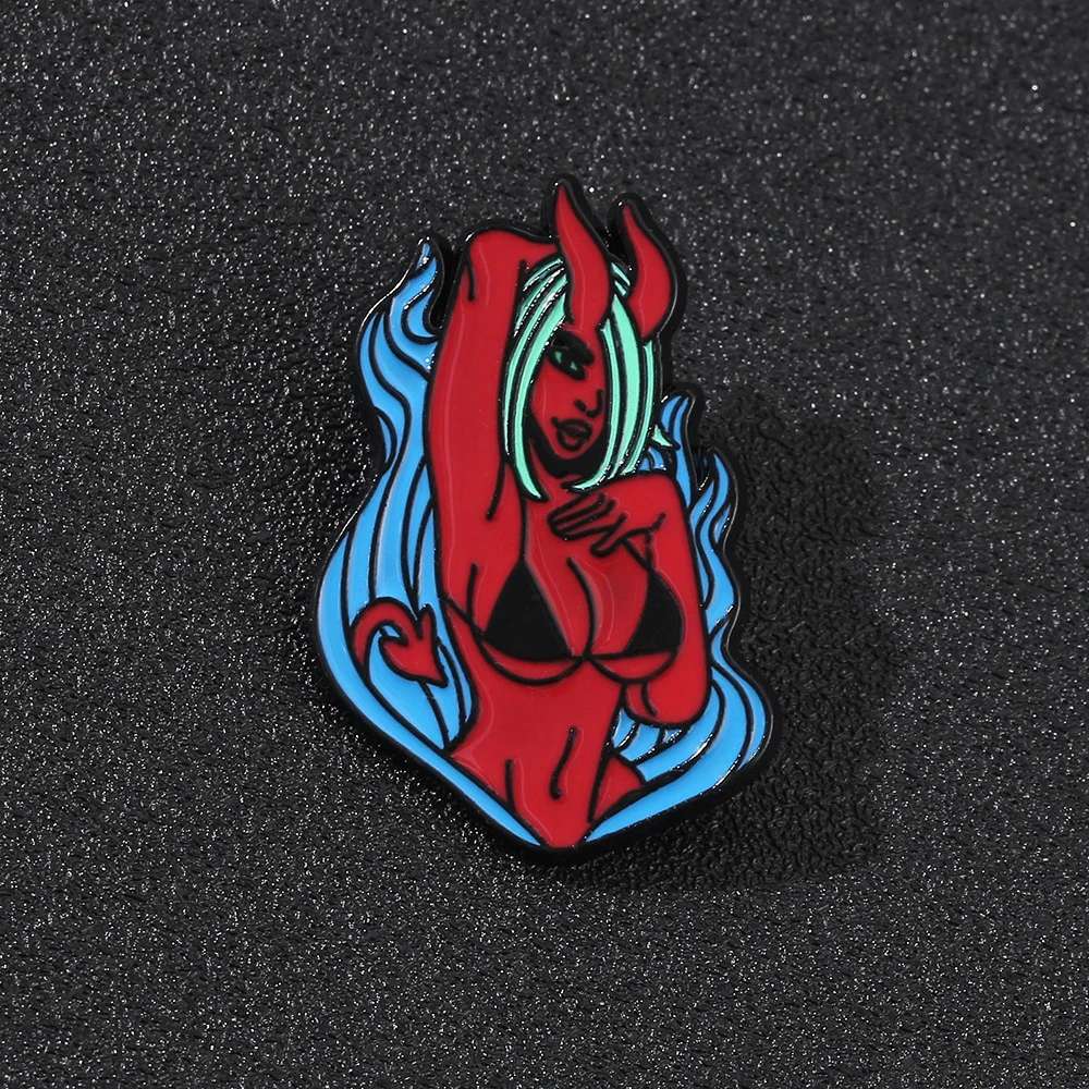 Sexy Demon Girl Ecchi Anime Monster Girl Succubus Enamel Pin Badge Holiday Party Jewelry Accessories Trendy