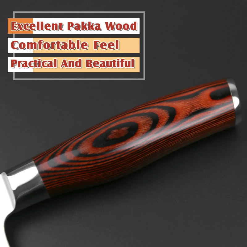 XINZUO 7 ''дюймовый нож Santoku немецкий 3 слоя 440C плакированный стальной нож из нержавеющей стали японский стиль шеф-повара с деревянной ручкой Pakka
