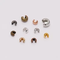 100pcslot dia 345mm gold round cover crimp bead spacer stopper crimps beads for diy jewelry making finding accessories