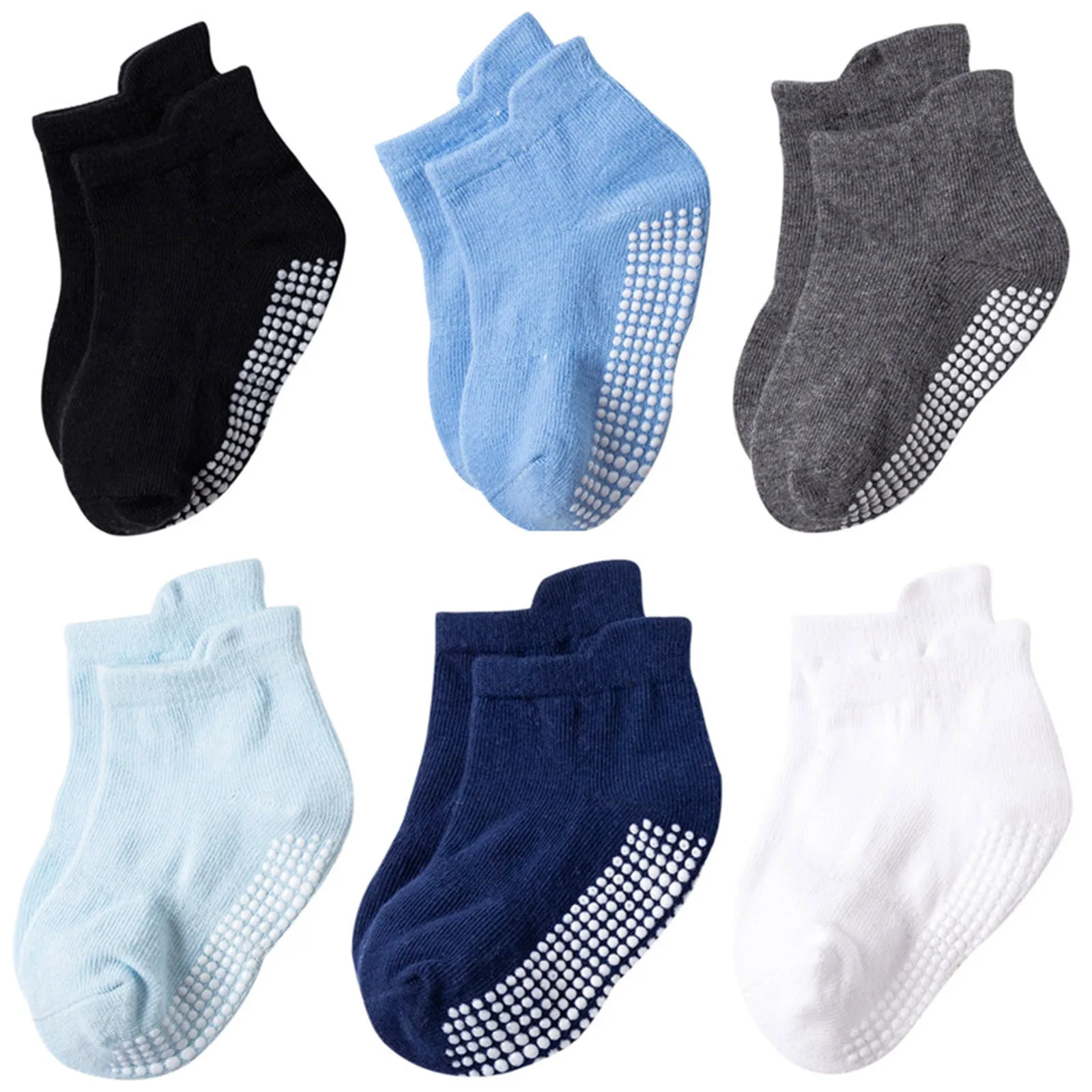 

6pair Toddler Kids Baby Boys Girls Baby Socks Solid Anti-slip Knitted Warm Socks Room Socks Chaussette Chaude Chausette Enfant