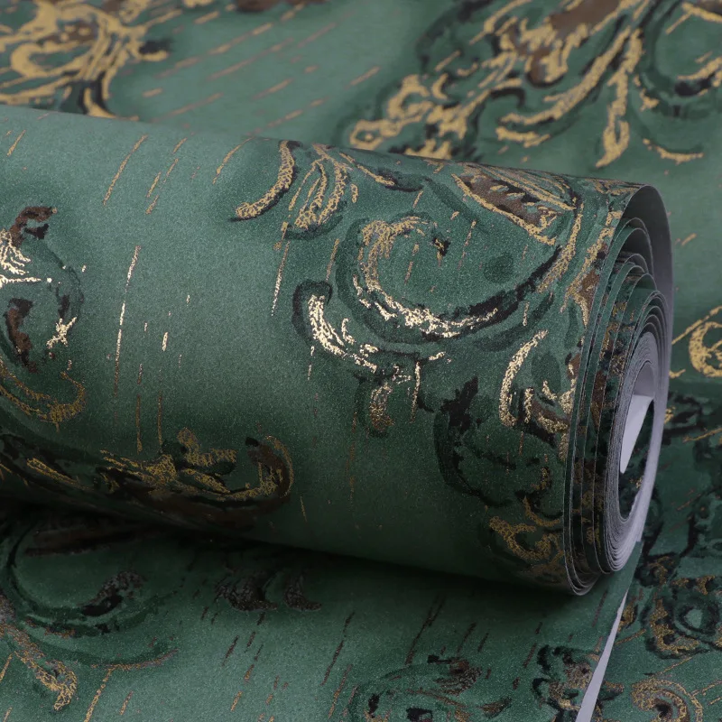 

3D three dimensional non-woven Damascus gilded wallpaper European luxury atmosphere bedroom living room American light luxury