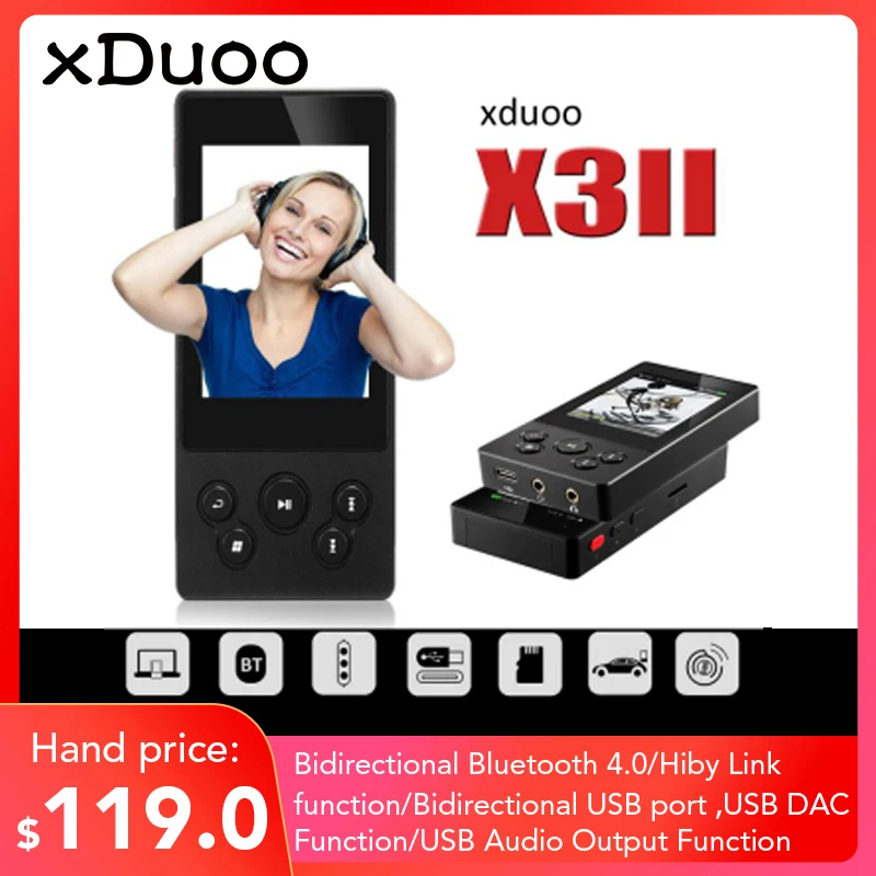 XDUOO X3II X3 II AK4490 USB DAC bluetooth портативный HD MP3/WAV/FLAC музыкальный плеер DSD128 Hiby Link встроенный контроль