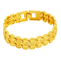 2 row heart yellow gold filled women men bracelet solid wrist chain link 8 3 inches long