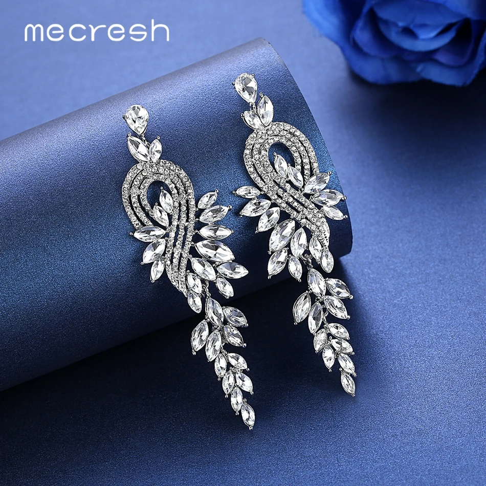Mecresh роскошный цвет Кристалл Свадебная фотосессия серьги в форме листа ручной