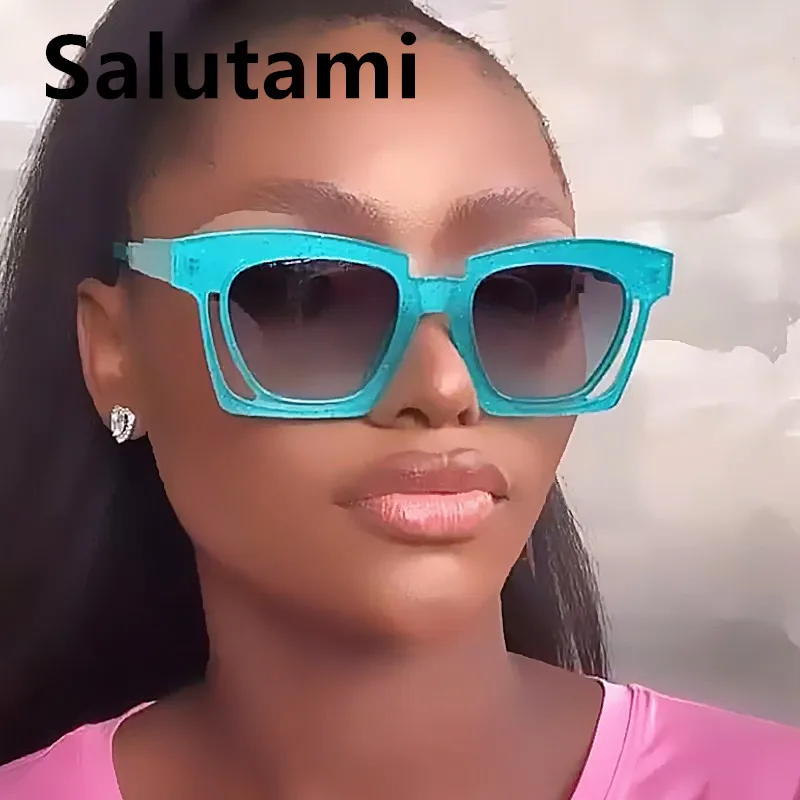 

Unique Hollow Out Square Sun Glasses For Women 2021 Luxury Brand Green Colorful Sun Glasses Female Gradient Sexy Shades Ins Hot