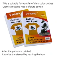hot selling a4 size v hong brand cotton thermostability 8 26x11 7 inch t shirt sublimation dark color heat transfer paper