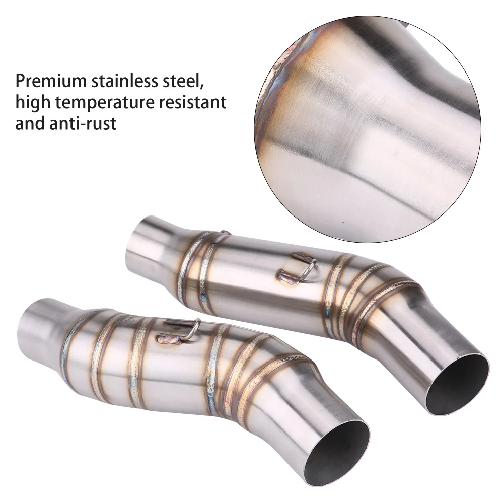 

2 pcs 51mm Silver Motorcycle Exhaust Middle Pipes Adapter Connector high temperature resistant for Kawasaki Z1000 2010-2014