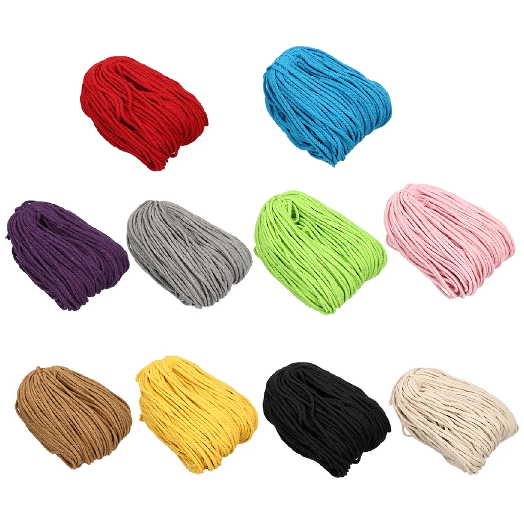 5 мм * 100 ярдов цветной белый хлопковый шнур натуральный бежевый витой веревка для