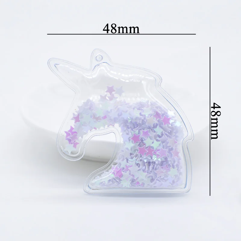 12 шт. 48 мм Kawaii Единорог прозрачный ПВХ наполнитель блёстки аппликация для DIY