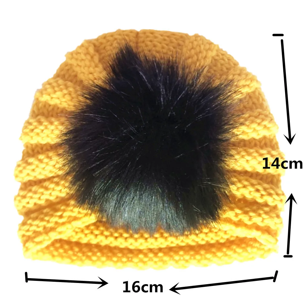 11 Цветов Шапка для младенца Бейни Детский малыш Младенец Мальчик Девочка Вязаный тюрбан с помпоном Зимняя теплая шапочка #66 на.