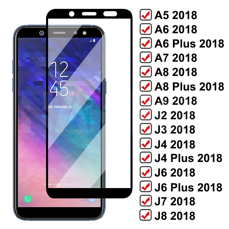 Vidrio Templado 9D para Samsung Galaxy A8, A6, J4, J6 Plus 2018, vidrio protector A5, A7, A9, J2,