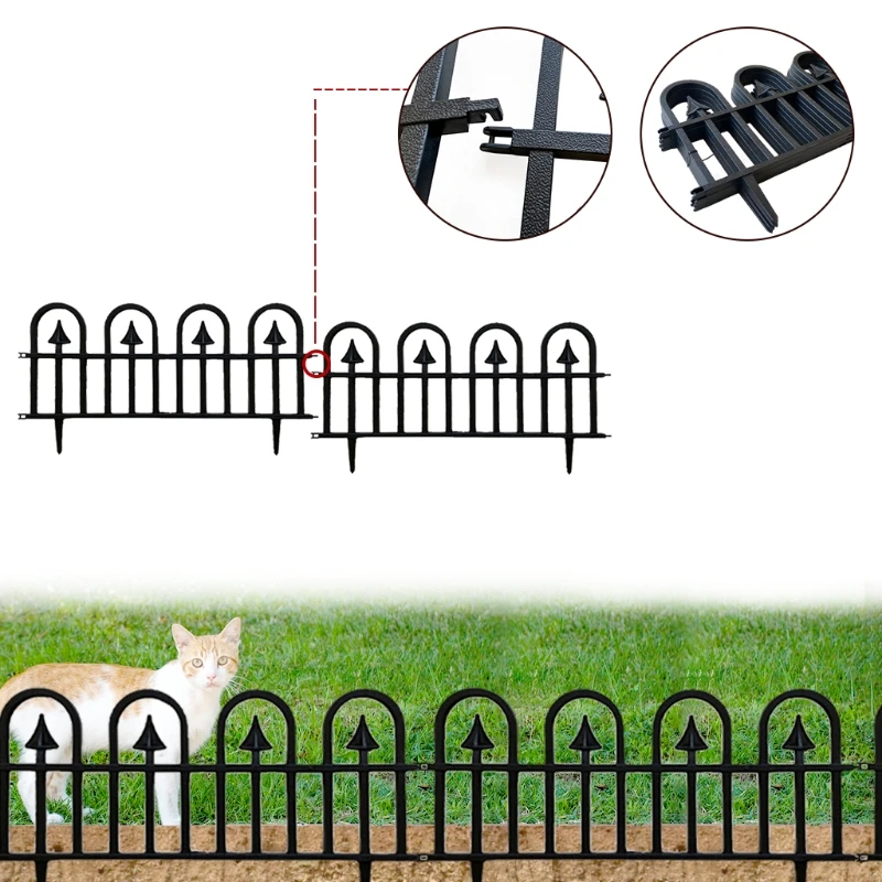 

5 Pcs Garden Decorative Fences Landscape Border Plastic Fencing Panels Outdoor Plant Bordering Lawn Edging Fence for Yard Garde