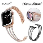 Браслет из нержавеющей стали с бриллиантами для Apple Watch Series 7 band 45 мм 40 мм, женский браслет для Apple Watch 40 мм 44 мм 42 мм 38 мм SE 6 5