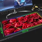 Большой коврик для мыши XGZ Love с аниме красными цветами розы, черный Коврик для компьютерной клавиатуры, резиновый противоскользящий коврик для мыши Xxl