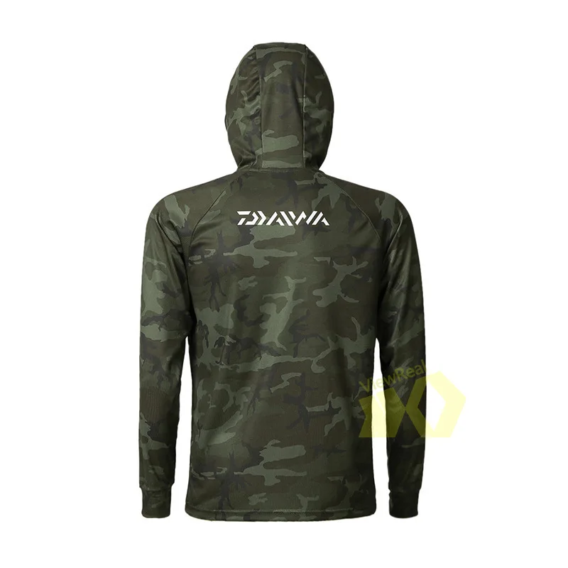 Daiwa Толстовка для рыбалки тонкая дышащая рубашка Мужская камуфляжная с длинным