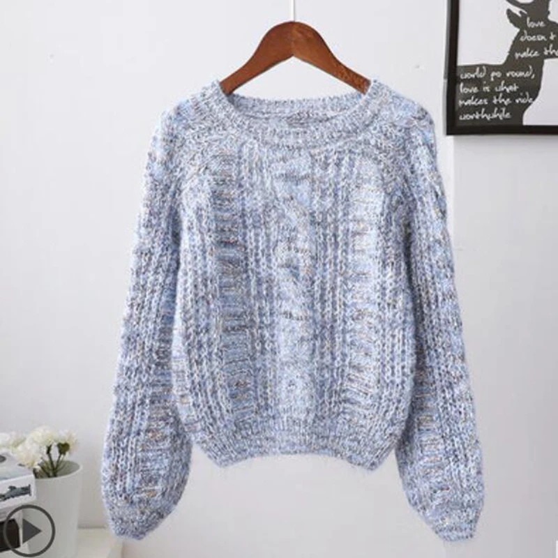 Sweater Jumper Girl Kawaii Mohair Fluffy Chic Woman Preppy style Cable Knit Wool Head 2020 New Korean Casual Cute Loose | Женская одежда