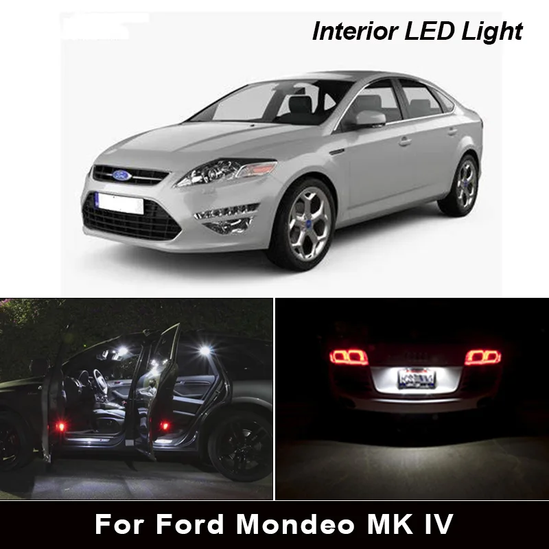 

12Pcs Xenon White Car LED Bulbs Canbus Interior Light Kit For Ford Mondeo MK4 MK IV Map Dome Trunk Reading Vanity Mirror Lights