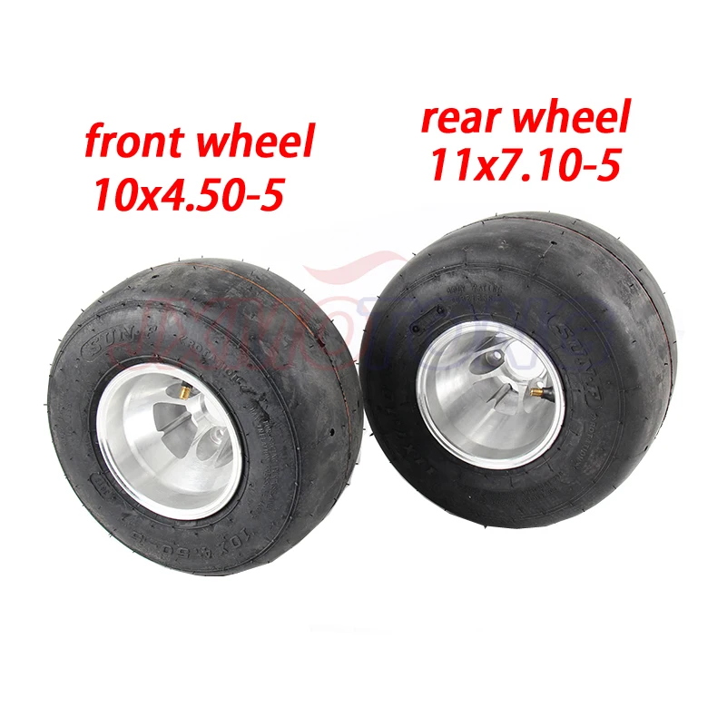 

KARTING wheel tire front wheel 10x4.50-5 rear wheel 11x7.10-5 with 5 inch aluminium alloy wheel hub for GO KART ATV UTV Buggy