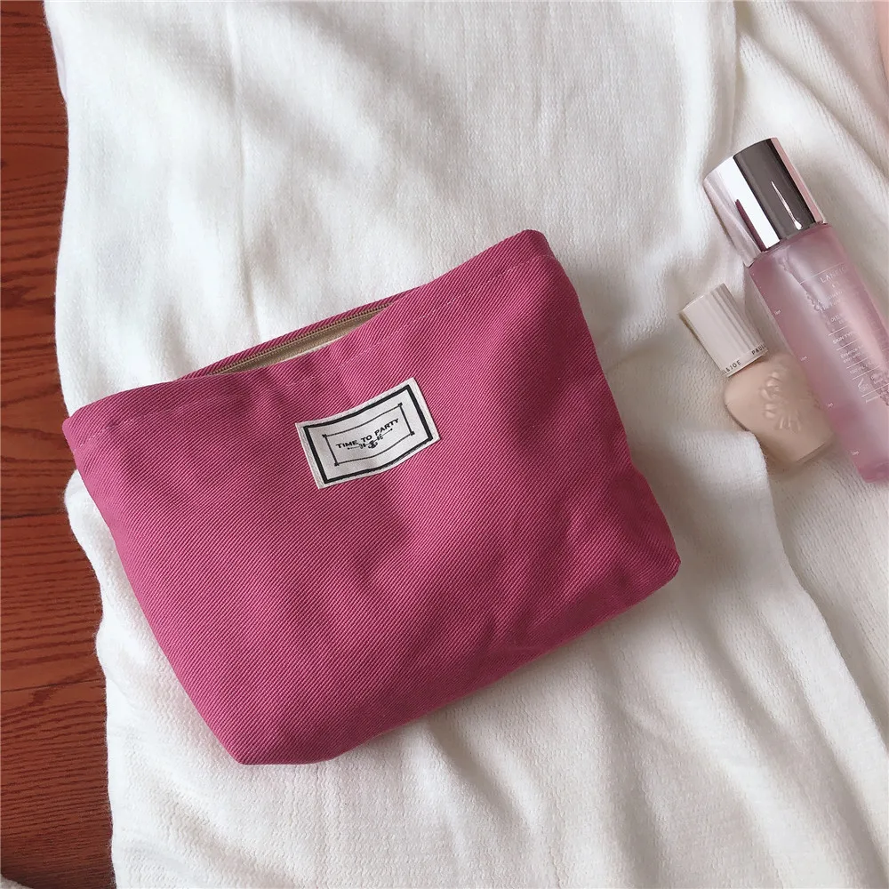 

2021 New Makeup Bag Pure Color Travel Toiletry Bag Large Cosmetic Pouch Women Necesserie Organizer Canvas Beauty Case Storage