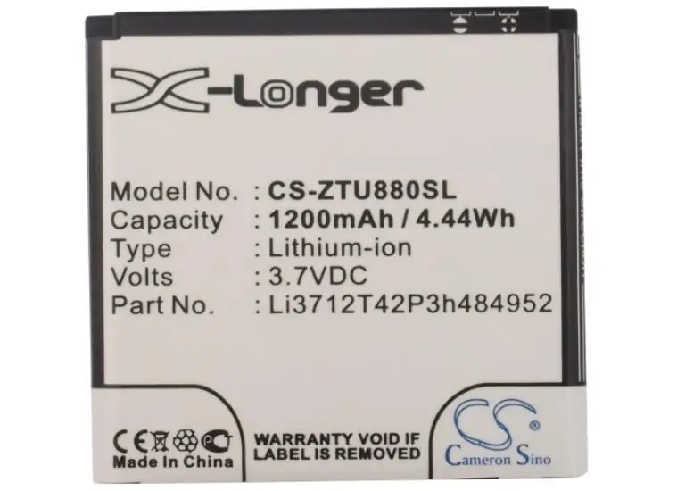 Аккумулятор cameron sino 1200 мАч для AMAZING A3 A3s ZTE Kis Flex KIS Q U880 S2 U880S2 V793 V795 V880 V880S2 | Мобильные