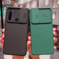 Slide Protect Camera Lens Phone Case For Xiaomi Redmi Note 2021 Pro Note8 Note9 9AT Nfc Liquid Silicone Cover