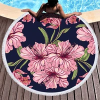 green plant leaves floral no sand beach towels women robes bath round towel quick drying spa yoga mat 150cm