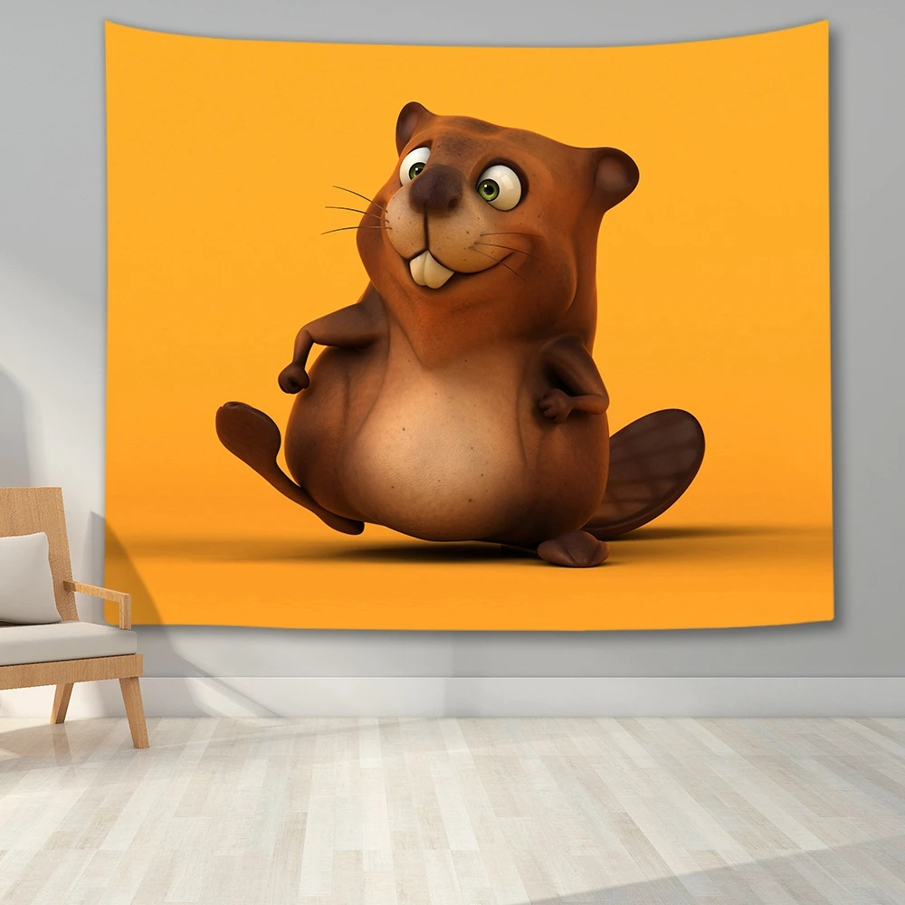 Гобелен из полиэфирной ткани с изображением животных мультфильма Бобр Настенный