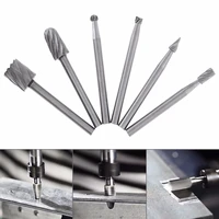 6pcsset rotary rasp high speed steel woodworking tools rotary files 3mm shank diameter for electric grinding head grinding tool